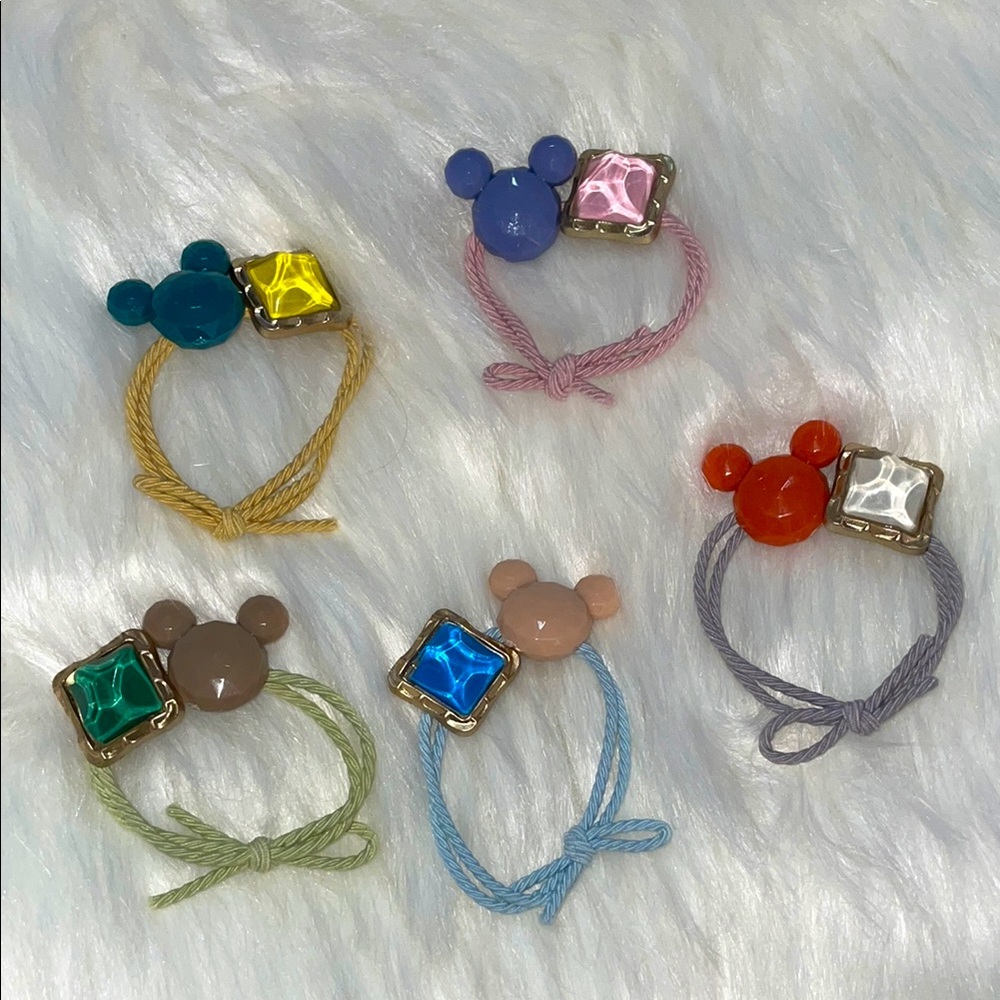 Mickey Head Colorful Kids Hair Ties Set